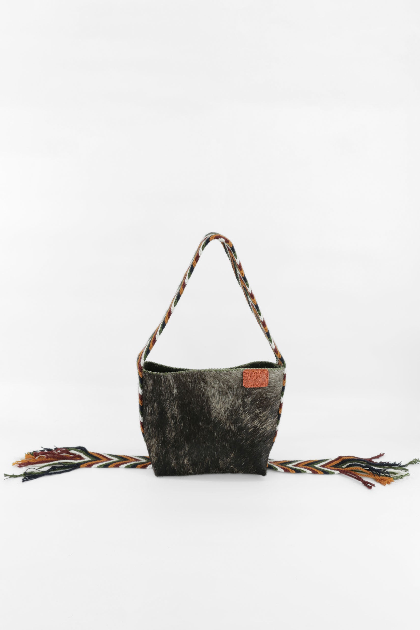 PIAMA TOTE BAG SMALL FURRY / TAUPE&BLK - DARK OLIVE #250002