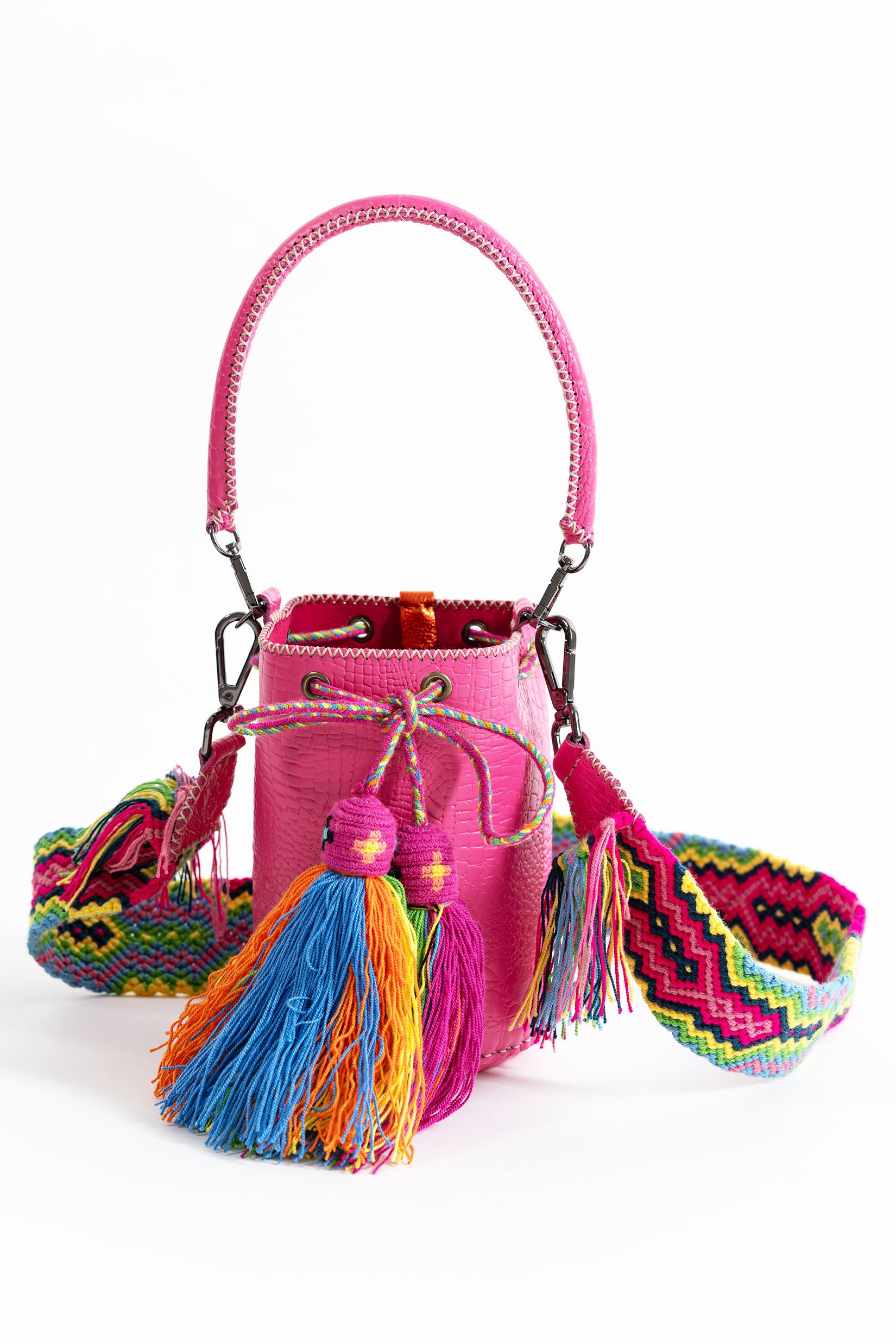 APÜNÜ BUCKET BAG X-SMALL / FUCHSIA CROCO - FUCHSIA  #360006