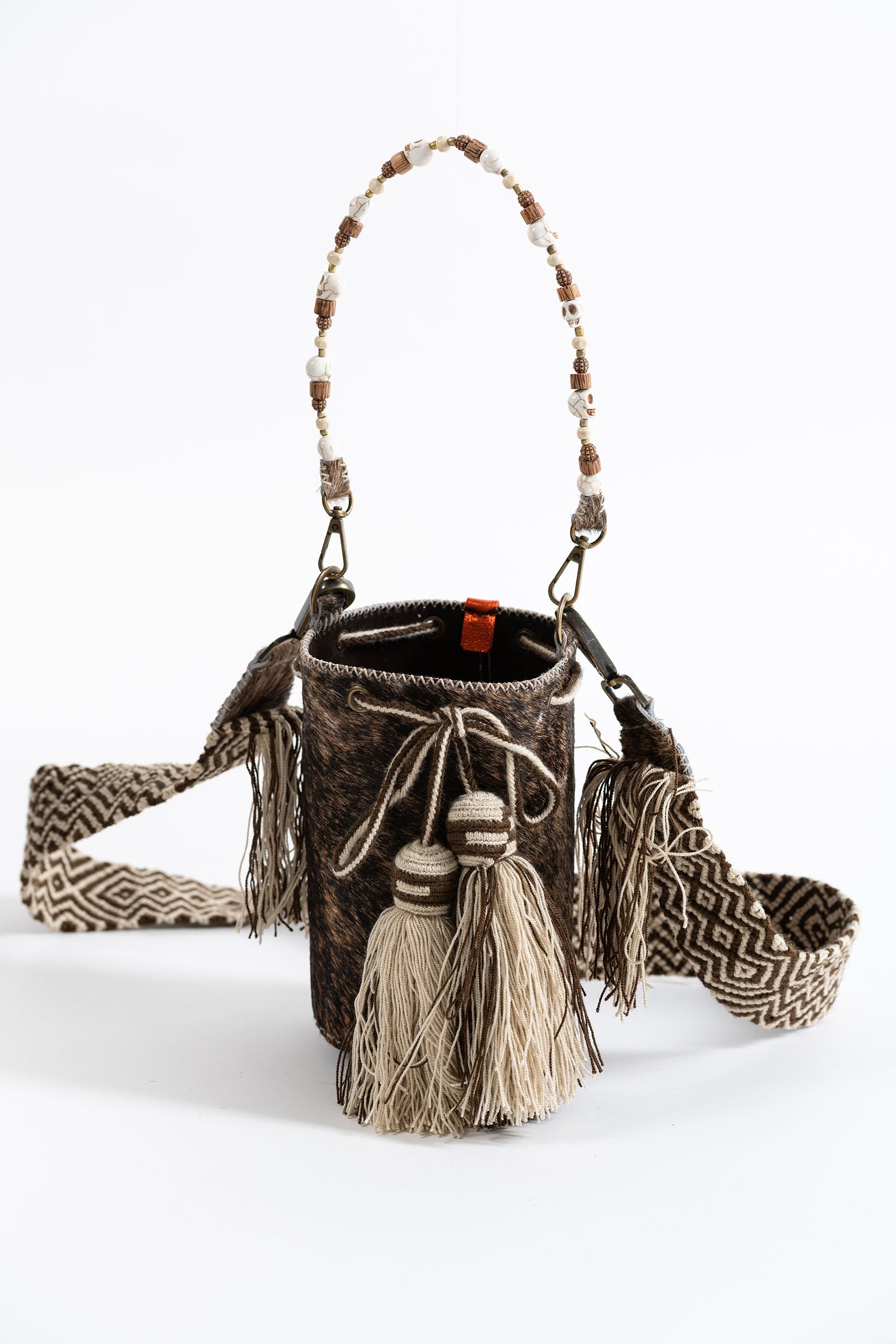 APÜNÜ BUCKET BAG X-SMALL FURRY / BRW&BLK - DRK BRW #350016