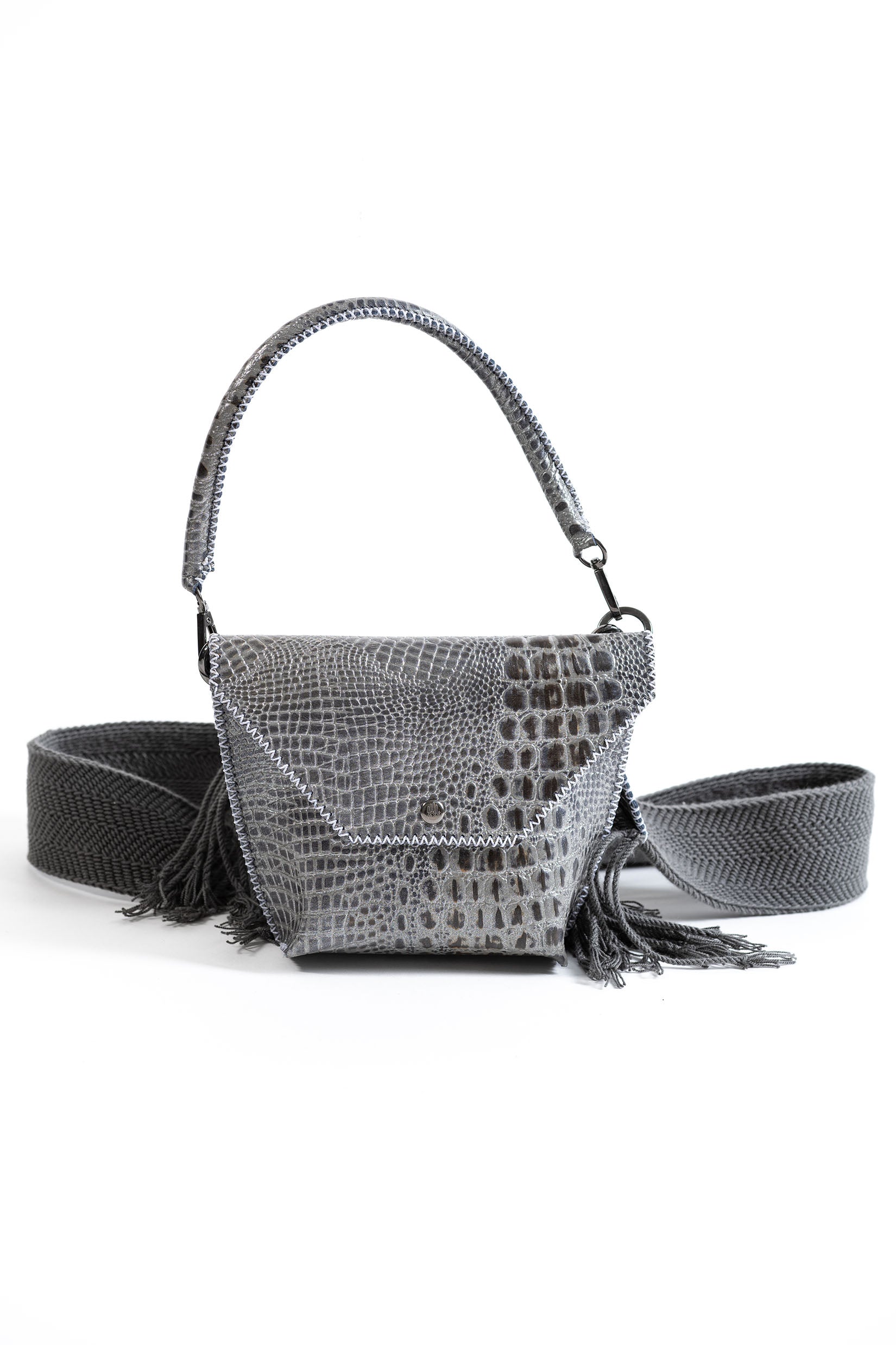 PIAMA TOTE BAG X-SMALL / CROCO GUN METAL- GRAY #340005
