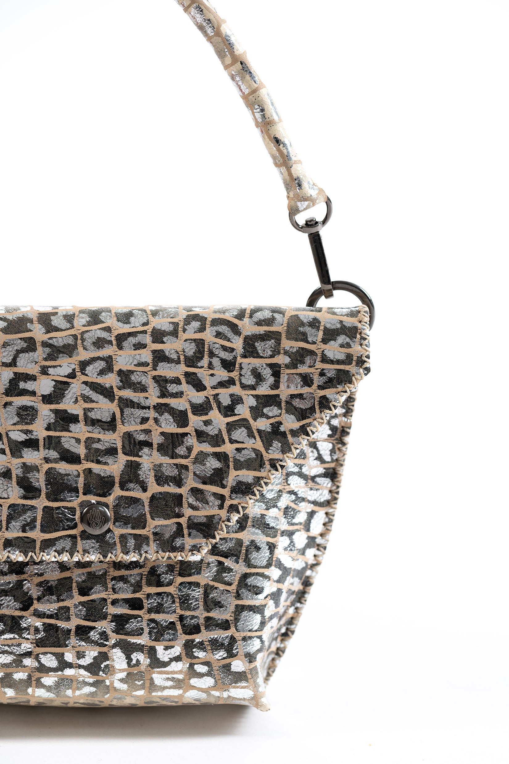 PIAMA TOTE BAG X-SMALL CROCO MIX / SILVER GRAY - BEIGE #340008
