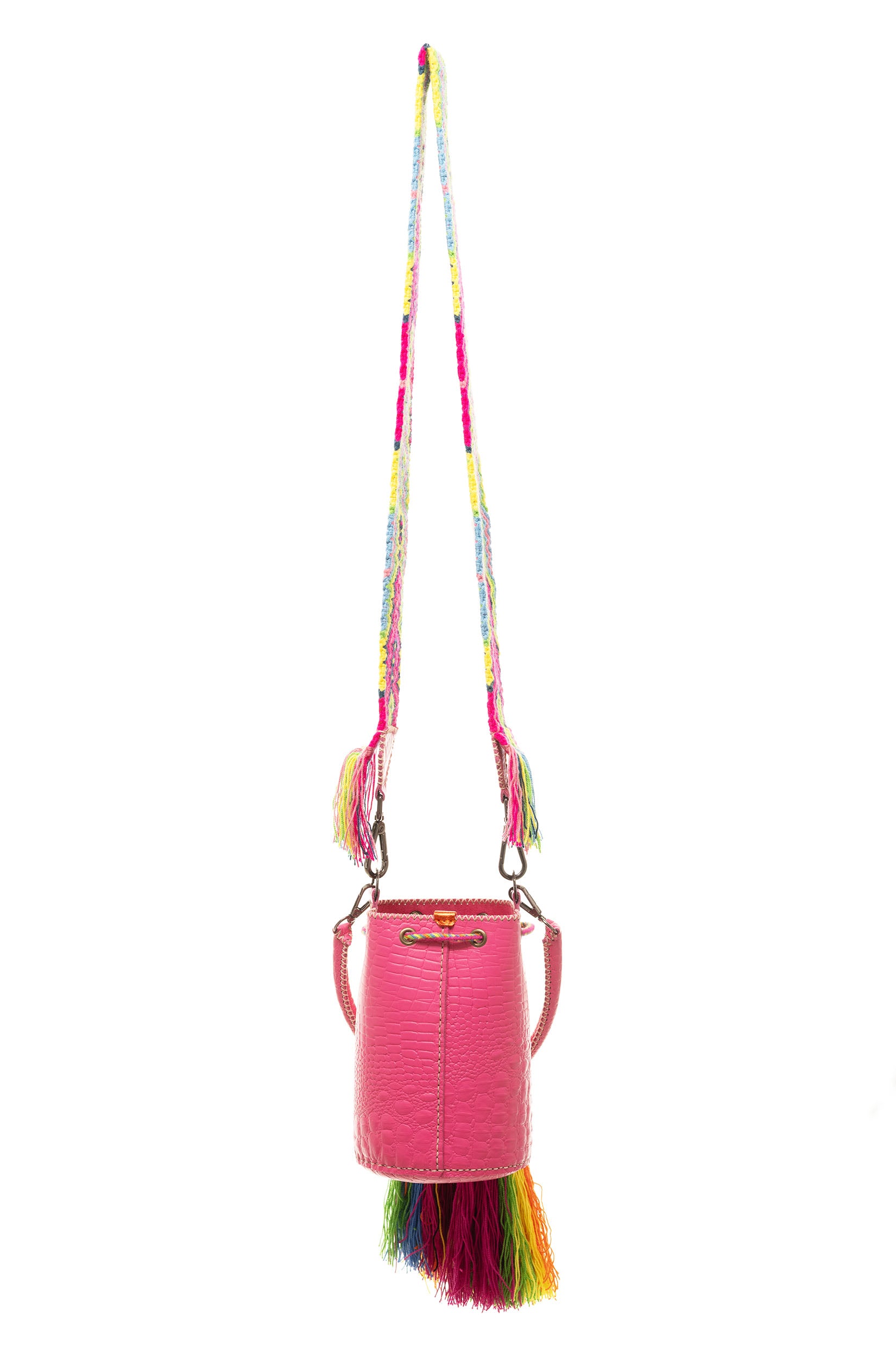 APÜNÜ BUCKET BAG X-SMALL / FUCHSIA CROCO - FUCHSIA  #360006