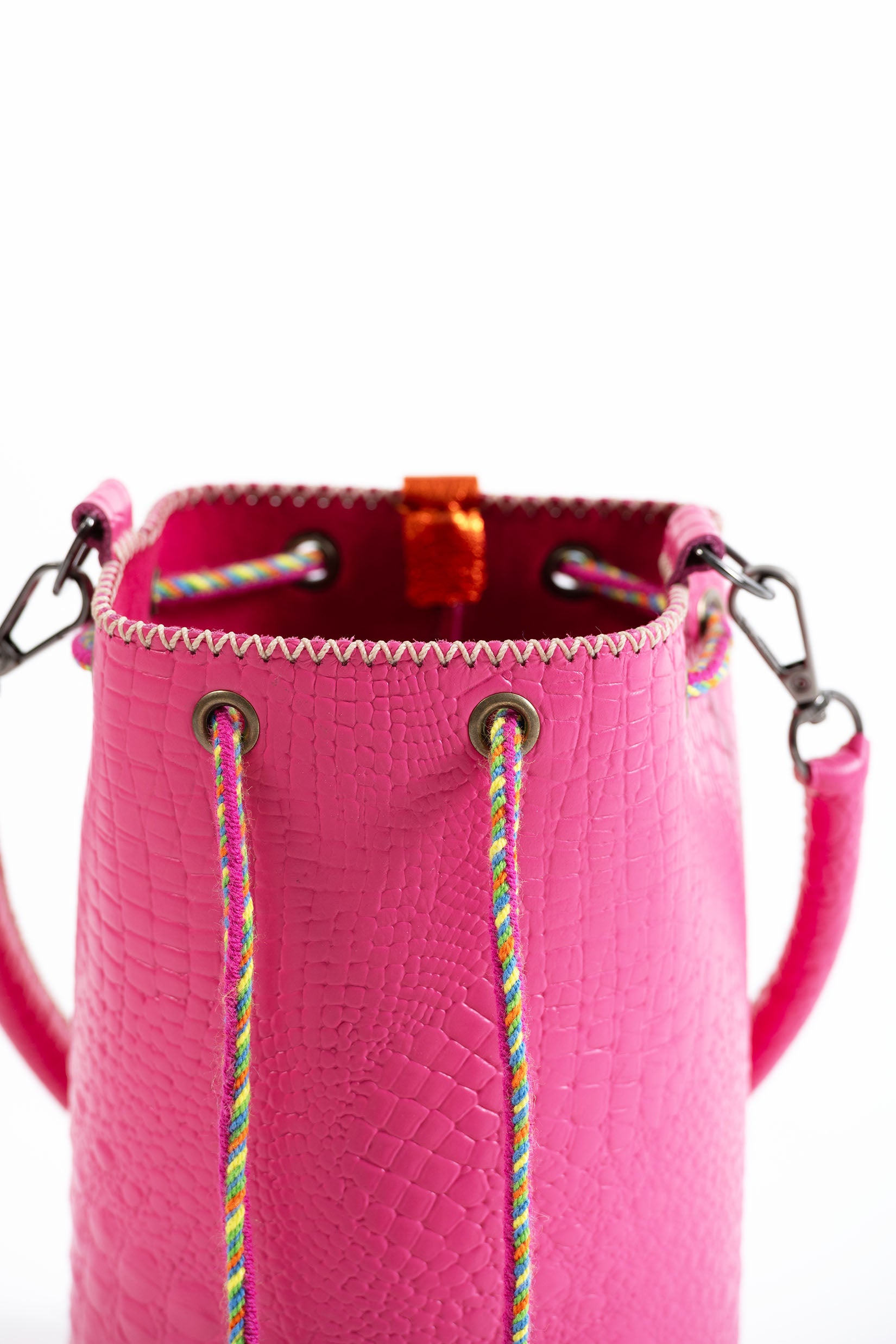 APÜNÜ BUCKET BAG X-SMALL / FUCHSIA CROCO - FUCHSIA  #360006