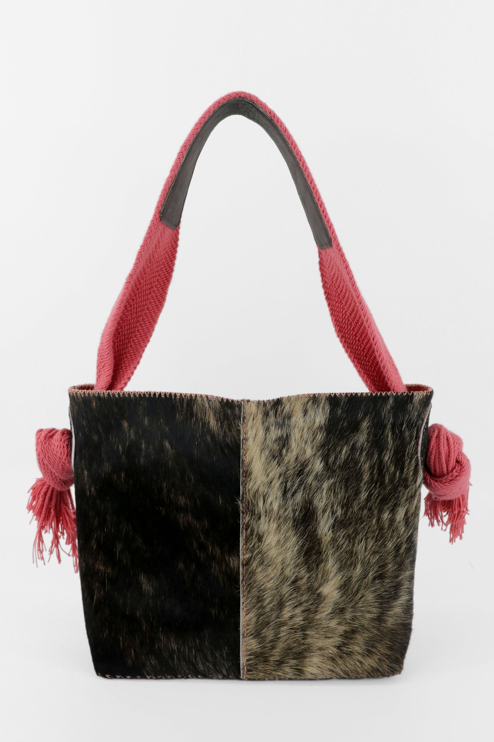PIAMA TOTE BAG MEDIUM FURRY / TAUPE&BLK - CORAL #270003