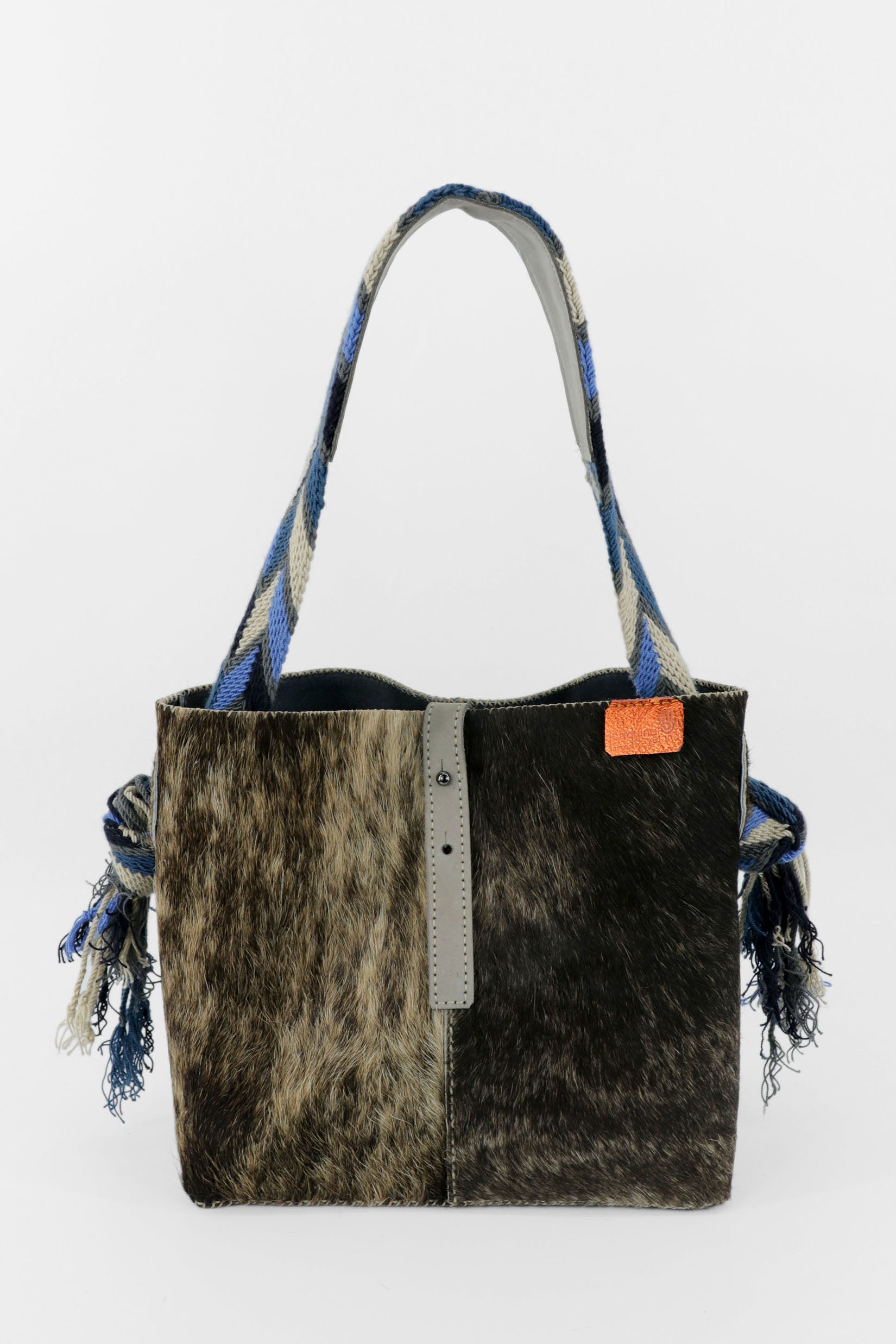 PIAMA TOTE BAG MEDIUM FURRY / TAUPE&BLK - DRK GRAY #270004
