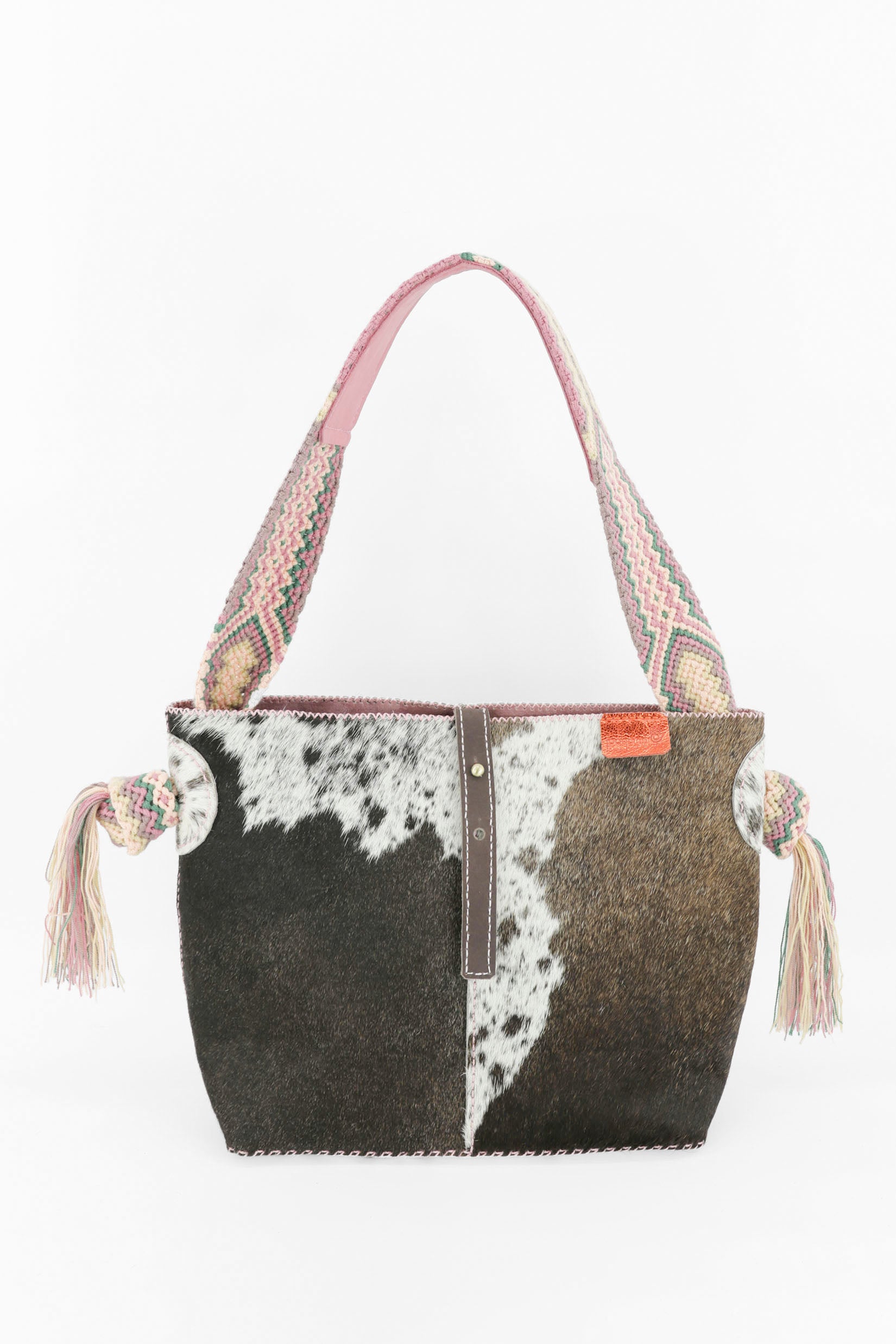 PIAMA TOTE BAG MEDIUMFURRY / TAUPE & WH - PINK #270001