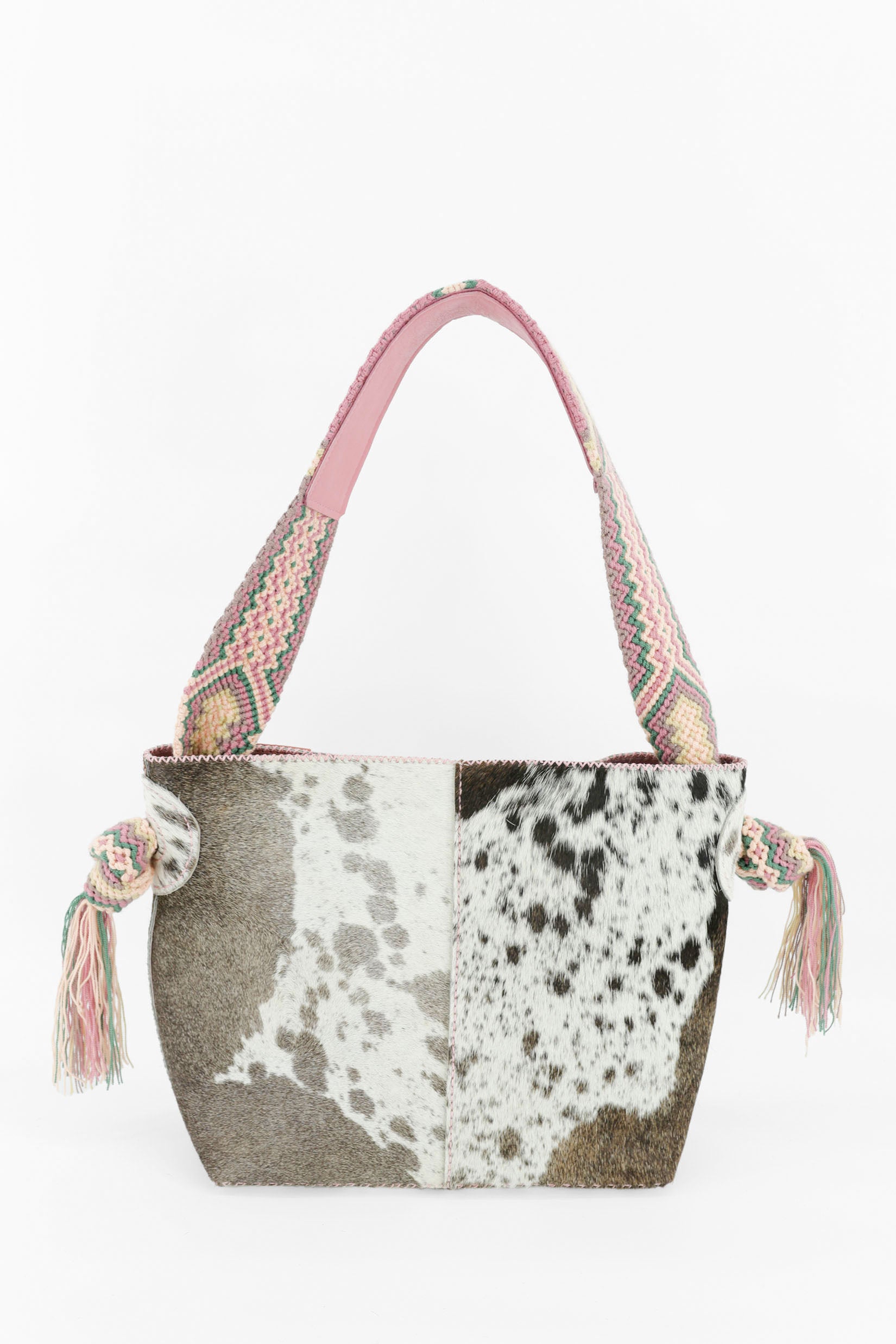 PIAMA TOTE BAG MEDIUMFURRY / TAUPE & WH - PINK #270001