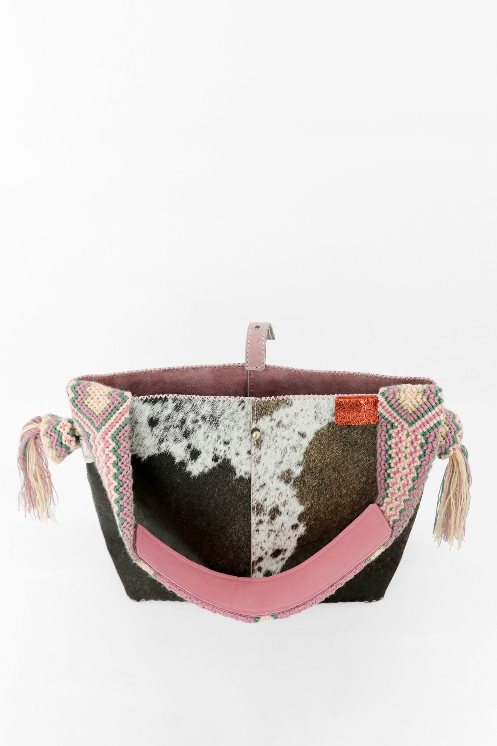 PIAMA TOTE BAG MEDIUMFURRY / TAUPE & WH - PINK #270001