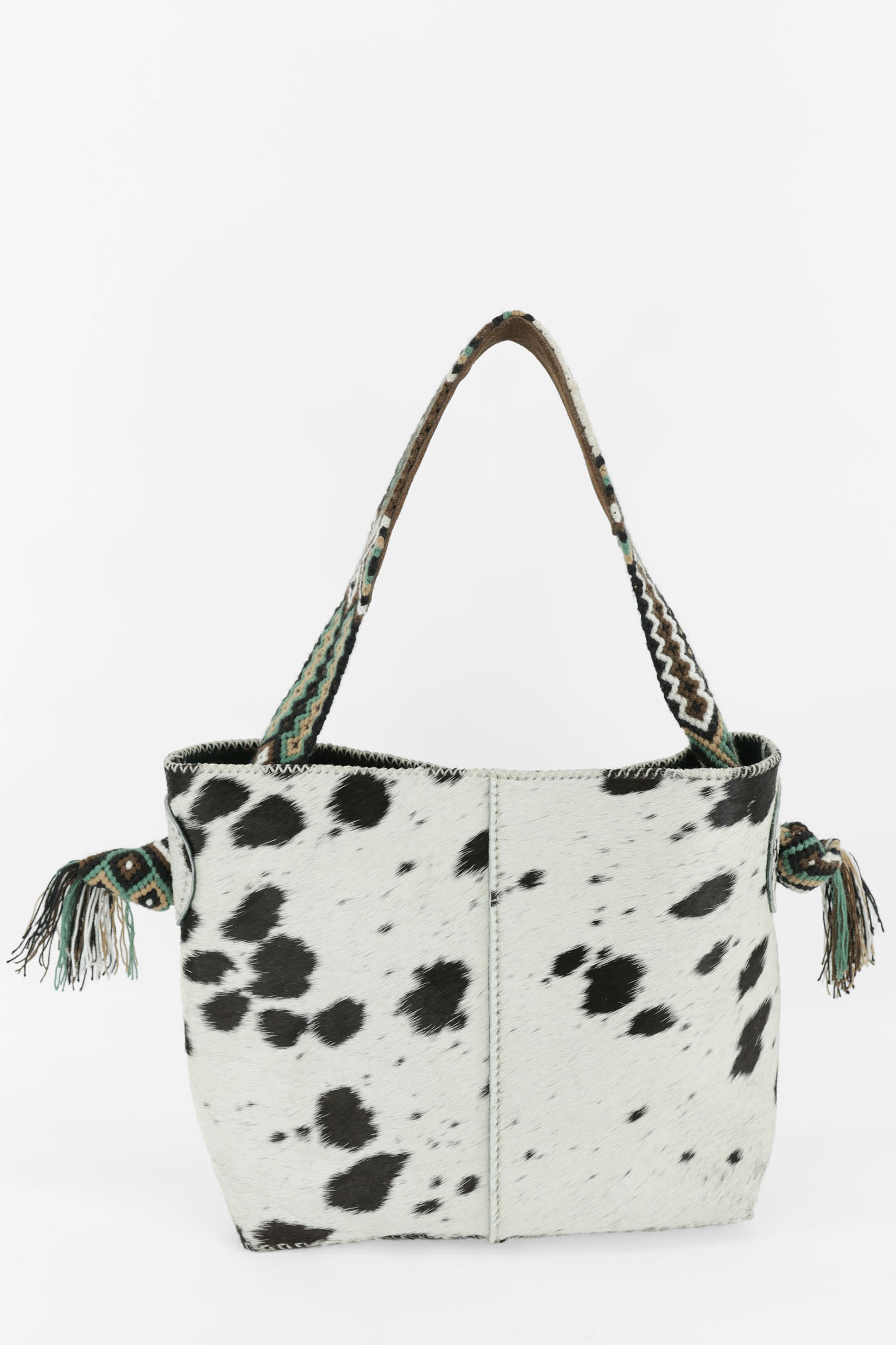 PIAMA TOTE BAG MEDIUM FURRY / WH&BLK - DRK BOTTLE GREEN #270002