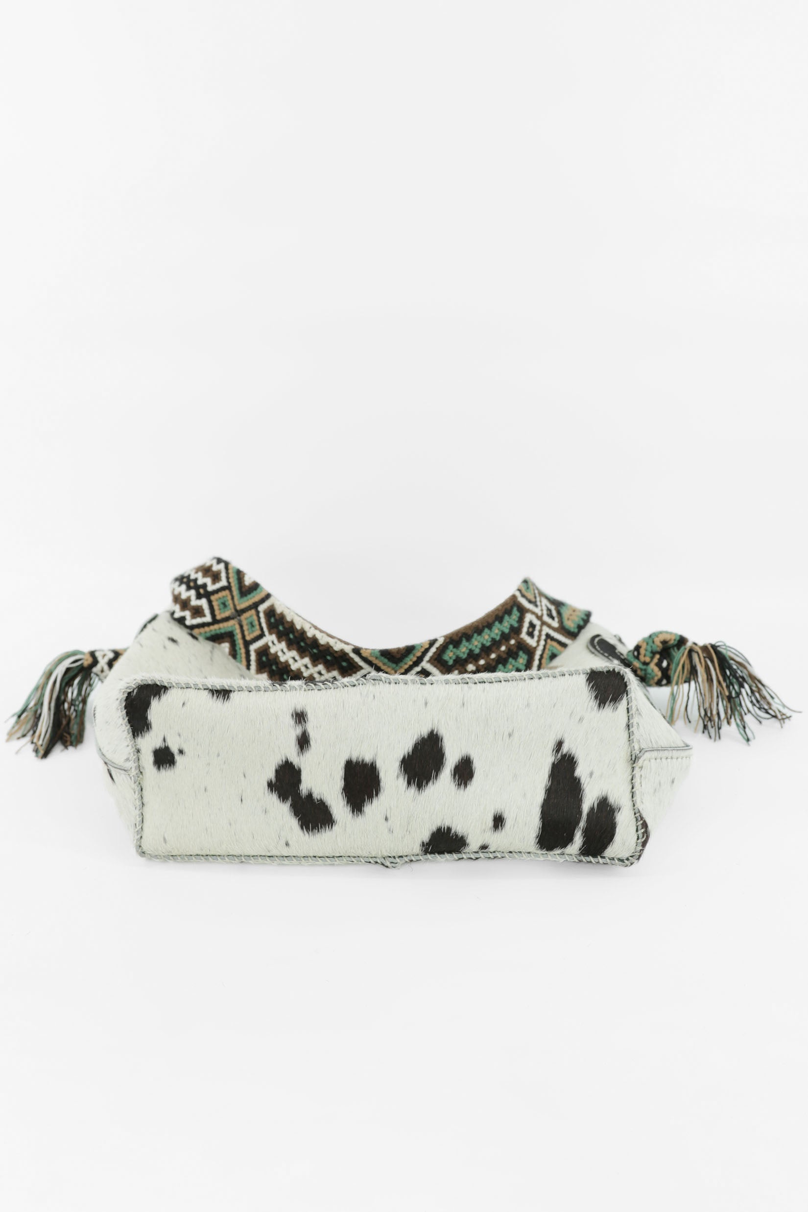 PIAMA TOTE BAG MEDIUM FURRY / WH&BLK - DRK BOTTLE GREEN #270002