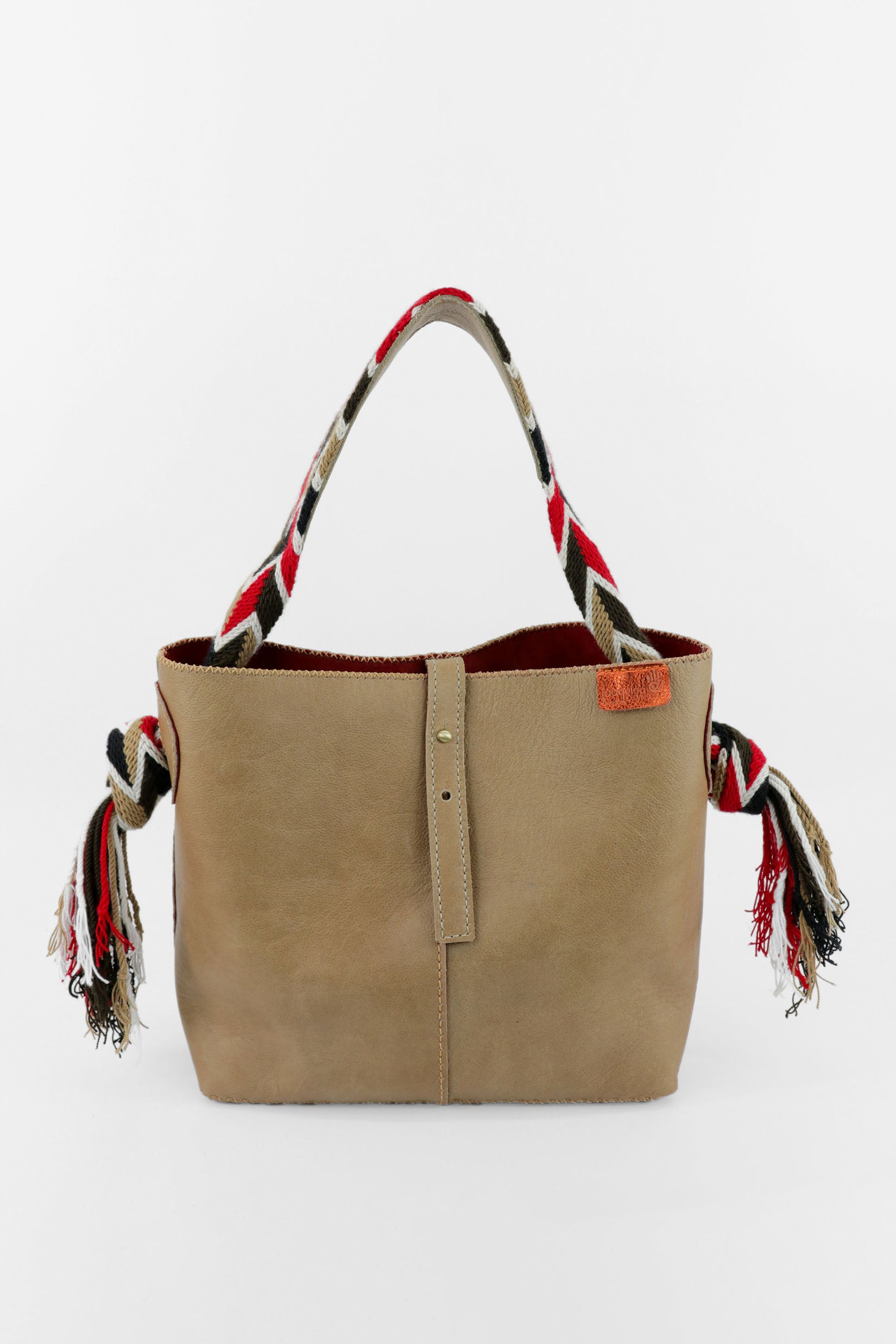 PIAMA TOTE BAG MEDIUM / LIGHT CAMEL - RED #260006