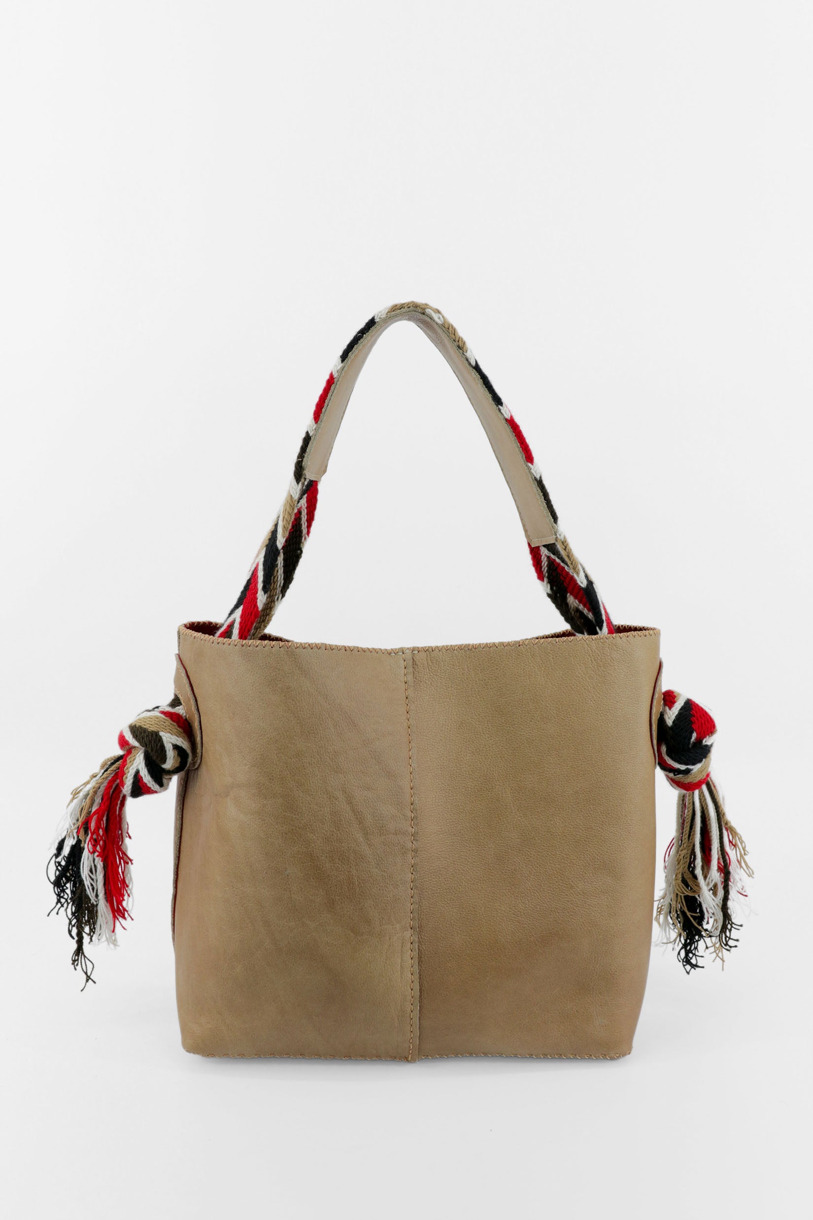 PIAMA TOTE BAG MEDIUM / LIGHT CAMEL - RED #260006
