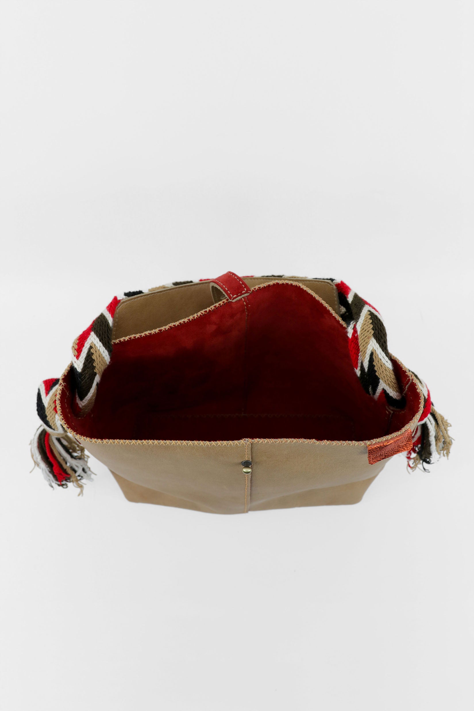 PIAMA TOTE BAG MEDIUM / LIGHT CAMEL - RED #260006