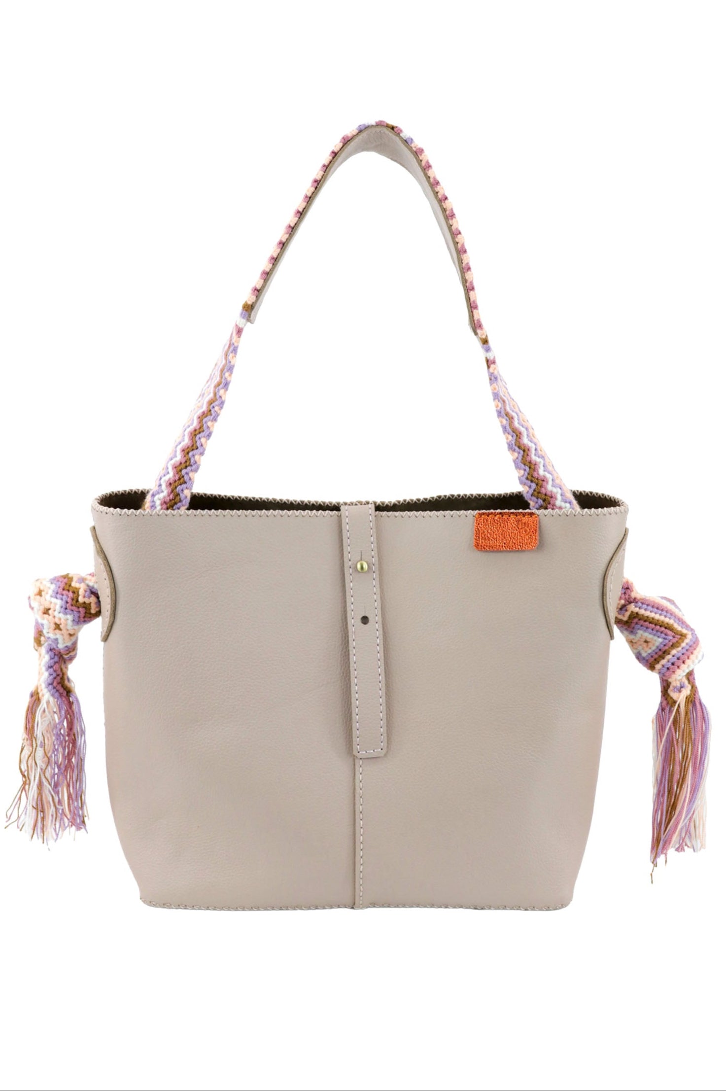 PIAMA TOTE BAG MEDIUM / LIGHT ROSE PINK - MED BROWN #260003