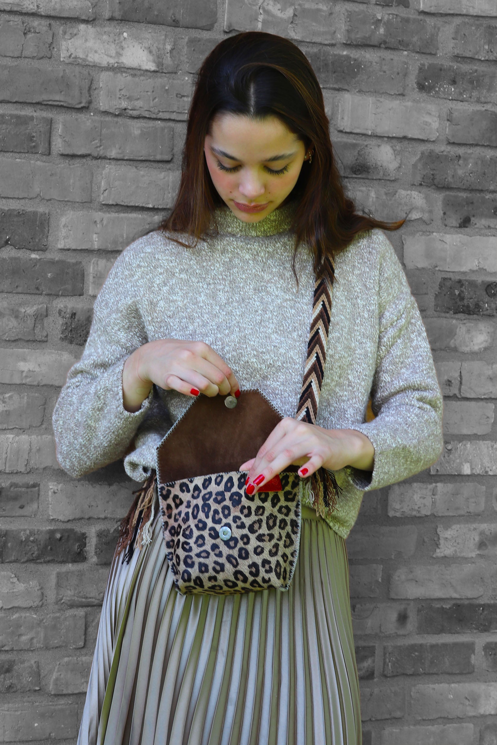 PIAMA TOTE BAG X-SMALL FURRY / LEOPARD - COLONIAL BROWN #330002